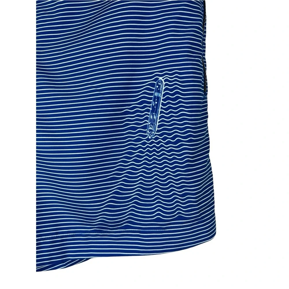 $120 NWT Ted Baker Sz L (4) Swim Trunks Blue Striped Shorts Liner Zip Pockets